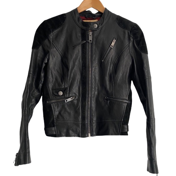 Levi’s Lamb Leather Black Moto Jacket Size S - Picture 4 of 14